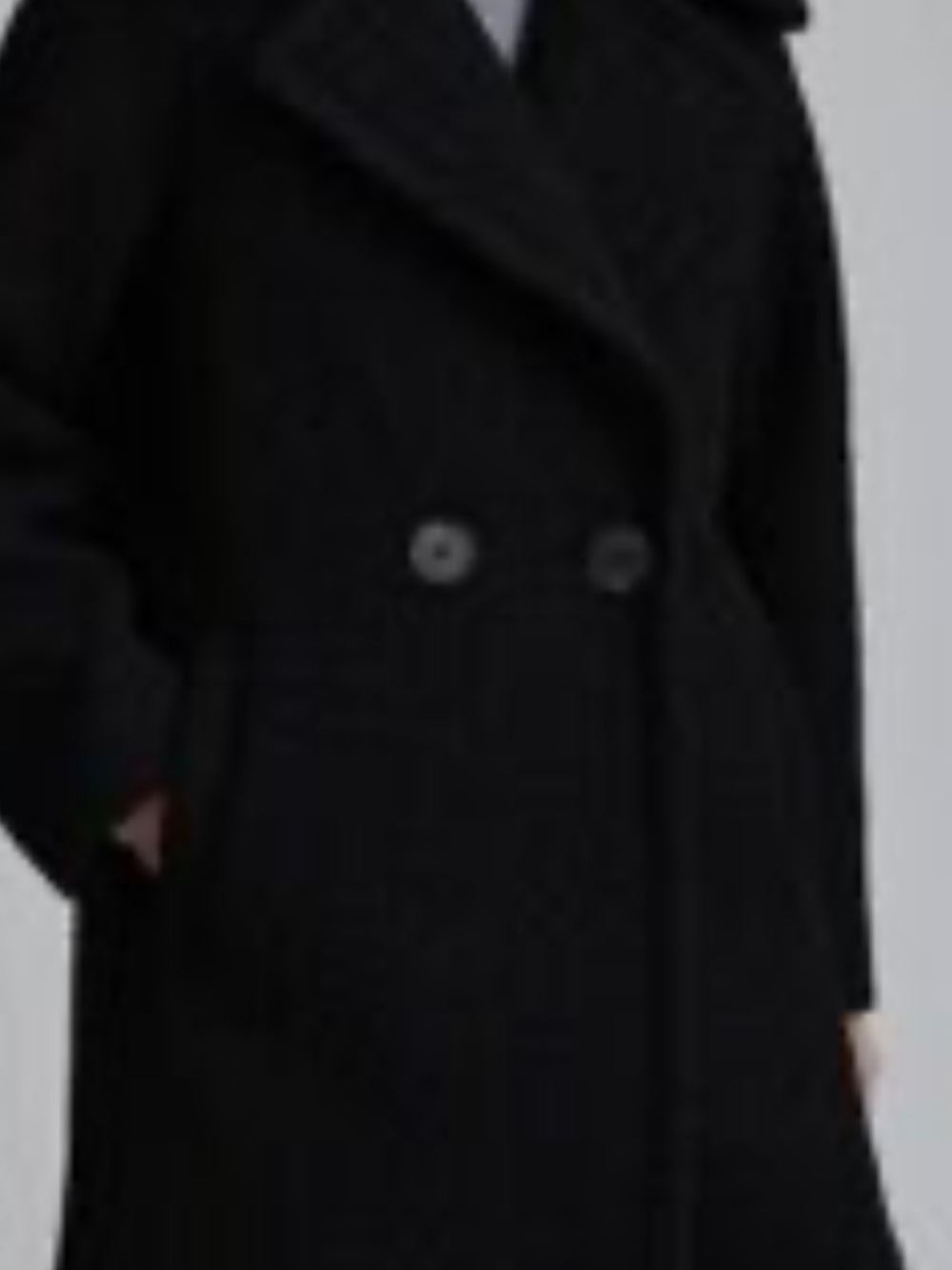 NVLT Black Double-Breasted Flat Boucle’ Over Coat Size L